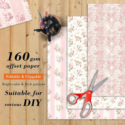 6 Inch Pink Flowers Scrapbooking Paper Pad - Image 4