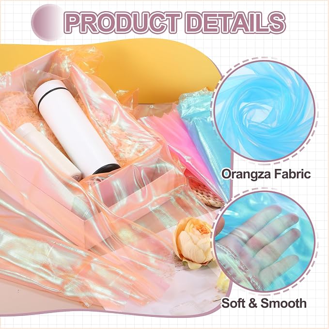 MECCANIXITY Iridescent Sheer Organza Fabric, 2 Yards x 59 Inches Solid Laser - Image 3