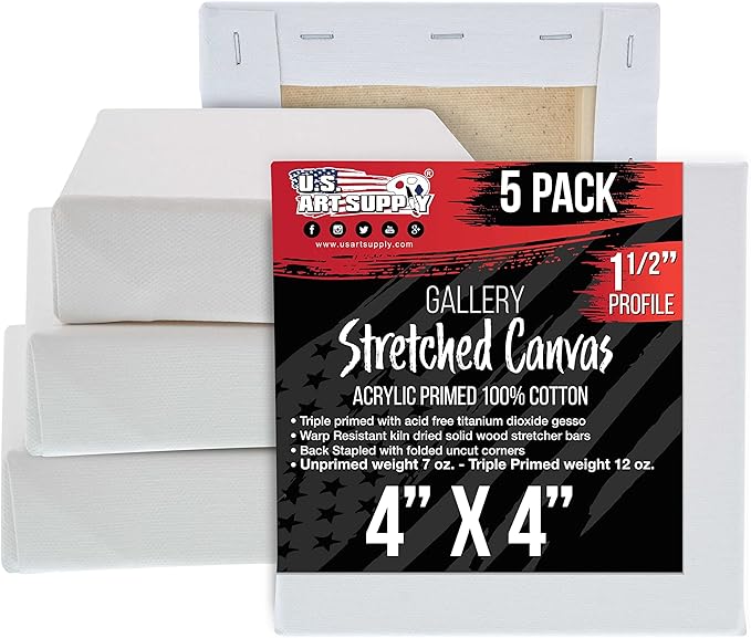U.S. Art Supply 5-Pack Bulk Stretched Canvas by USArtSupply