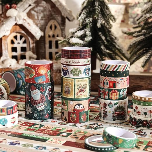 25 Rolls Christmas Gift Washi Tape Set, Festivals New Year Decorative Tapes - Image 2