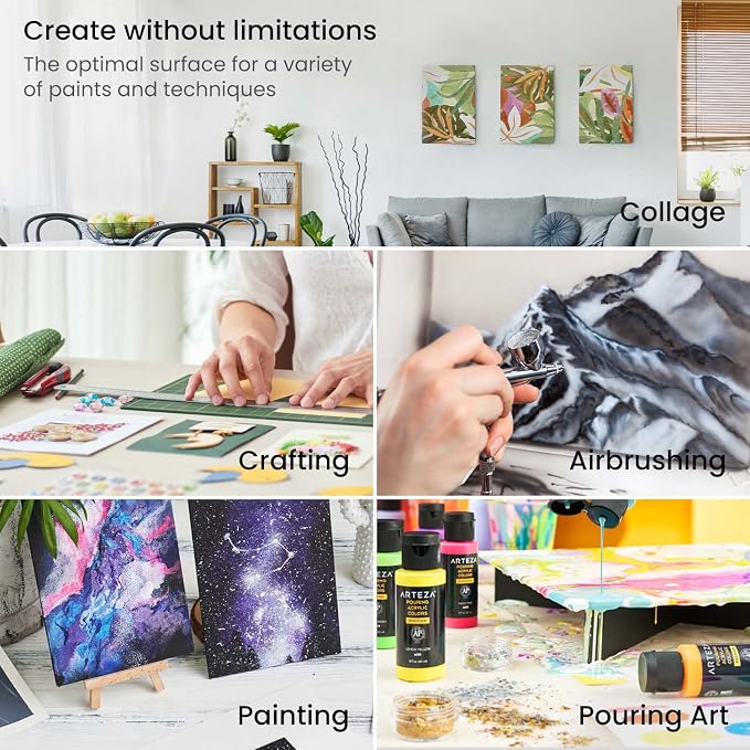 ARTEZA Canvas Boards for Painting, 11 x 14 Inches, Blank White Canvas Panels - Image 4