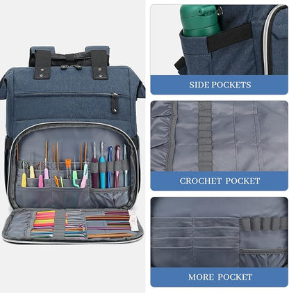 Crochet Backpack, Knitting Bag Backpack Yarn Storage Organizer Travel Crochet - Image 5