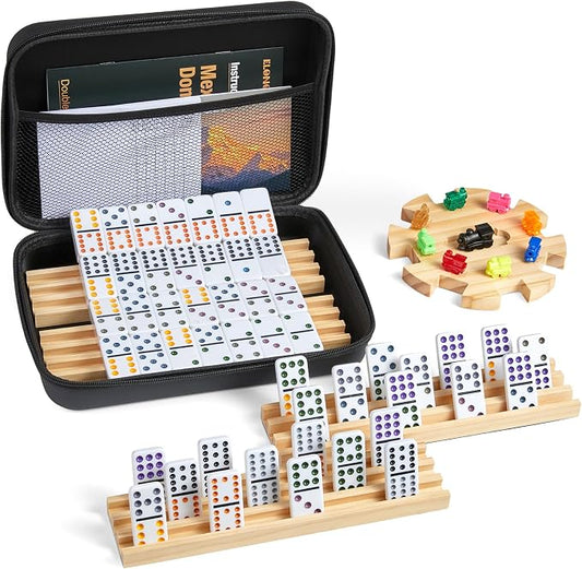 Mexican Train Double 12 Dominoes Set by ELONGDI