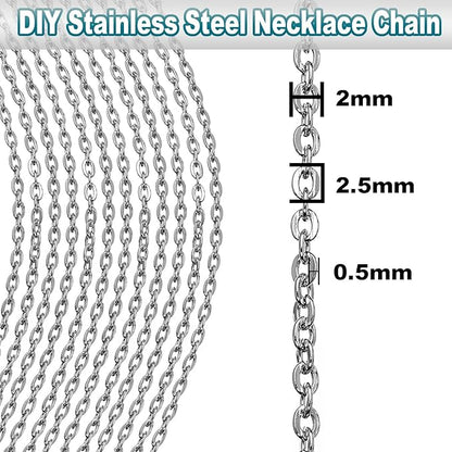 Jishi 33ft Silver Stainless Steel Chain 2mm Jewelry Necklace Link Cable Chain - Image 3