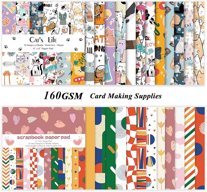 48 Sheets 24 Designs Scrapbook Paper Pad, Scrapbooking DIY Decorative - Image 2
