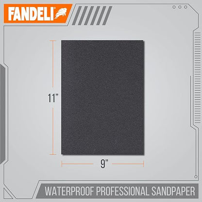 Fandeli | Waterproof Sandpaper | 2000 Grit | 25 Sheets 9'' x 11'' | - Image 3