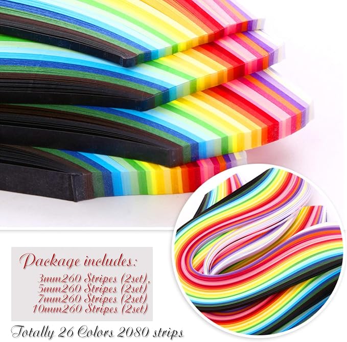 Paper Quilling Strips with 26 Colors 2080 Strips Quilling Tools and Supplies - Image 2
