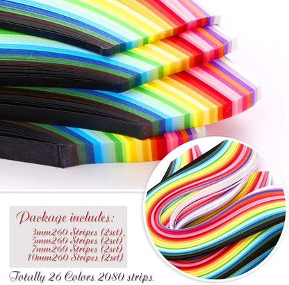 Paper Quilling Strips with 26 Colors 2080 Strips Quilling Tools and Supplies - Image 2