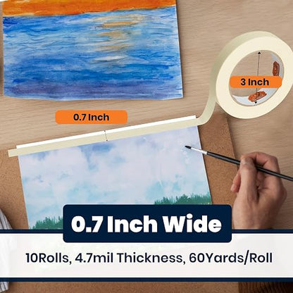 TAPEBEAR 60 Rolls General Purpose Masking Tape 0.7 Inches x 60 Yards, DIY Arts - Image 2