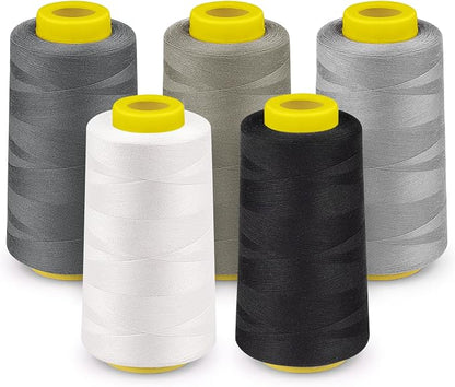3000 Yards Serger Thread, 5 Colors Cones of All Purpose Thread by StiVerse