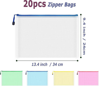 AUSTARK 20 Pcs Zipper File Bags, Plastic Mesh Pouch, Board Game Storage Bag - Image 2