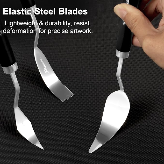 PHOENIX High Flexible Palette Knife Set, 5 Pieces Stainless Steel Painting - Image 4