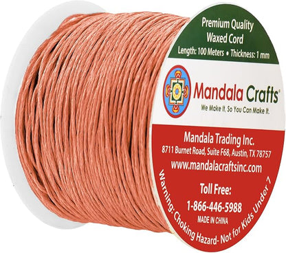 Mandala Crafts 1mm 109 Yards Salmon Cotton Waxed Cord - Image 2