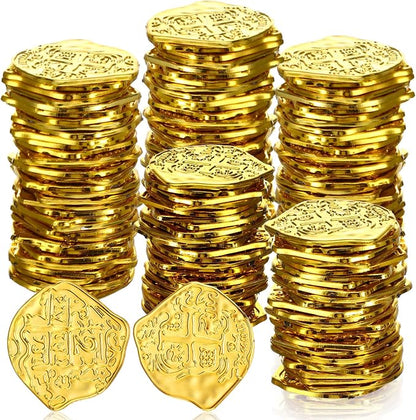 Hanaive 100 Pcs Pirate Coins Plastic Kids Fake Play Coins Replica Spanish by Hanaive