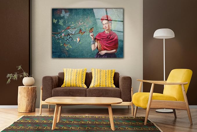 SpiritualHands Frida Kahlo Glasss Wall Art Print, Home Decor Glass Wall Art - Image 2