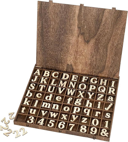 706 Pieces 1 Inch Wood Alphabet Letters Wooden Numbers Mini Capital & Lowercse by Cregugua