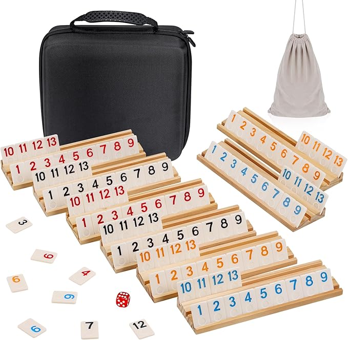 Upgraded 6-8 Players Rummy Cube Board Game Set by Elanbells