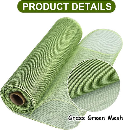 TONIFUL 2 Rolls 10 Inch Sage Green Decorative Mesh Ribbbon Rolls, Fabric Mesh - Image 3