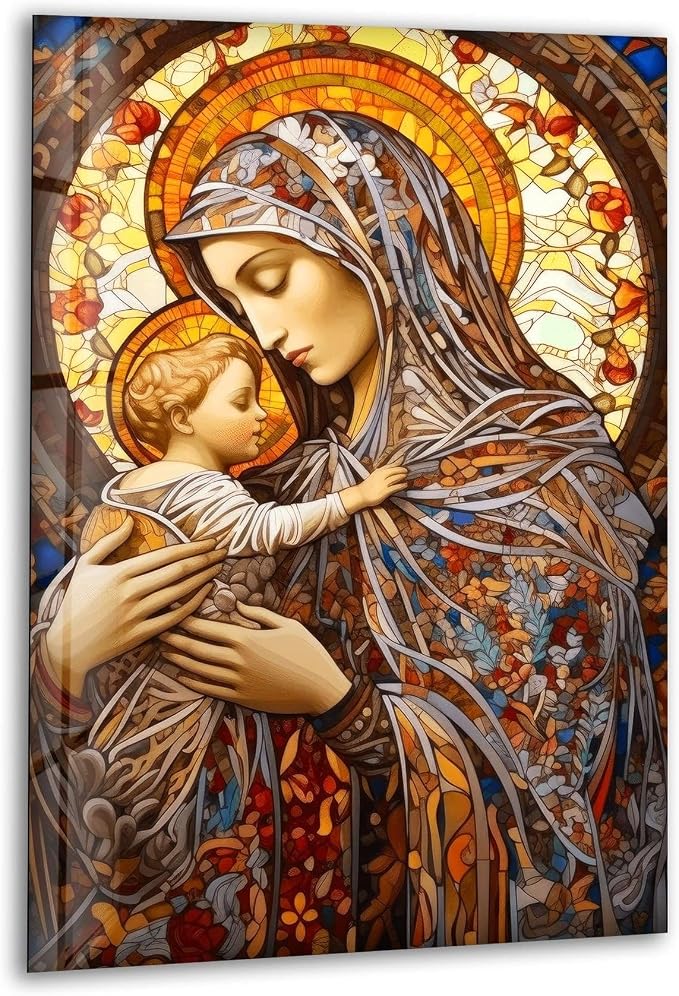 My Photostation.com 40WX60H'' Jesus and Virgin Mary Glass Wall Art Tempered by MyPhotostation