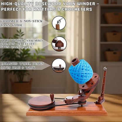 Bhartiya Handicrafts Rosewood Yarn Winder | Large Capacity 10 oz Wooden Yarn - Image 2