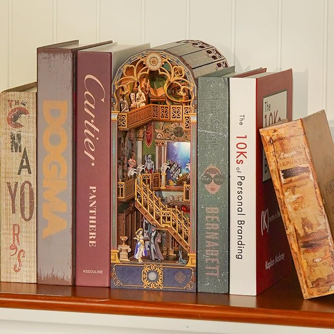 Tonecheer DIY Book Nook Kit for Adults, 3D Wooden Puzzle Bookend Miniature - Image 4