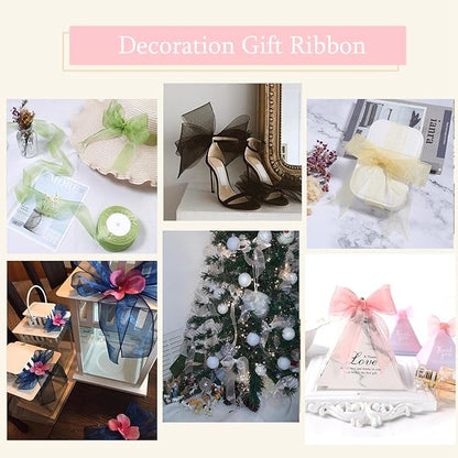 Gold Ribbon for Gift Wrapping, 1 inch 50Yard Sheer Organza Ribbon for Flower - Image 3