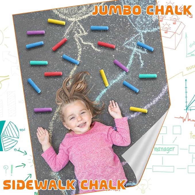 20 Pcs Sidewalk Chalks for Kids Non Toxic Jumbo Chalk for Party Gift Outdoor - Image 4