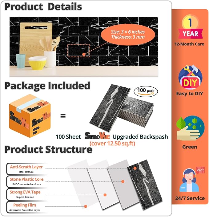 100 Pieces Peel and Stick Backsplash - Image 4