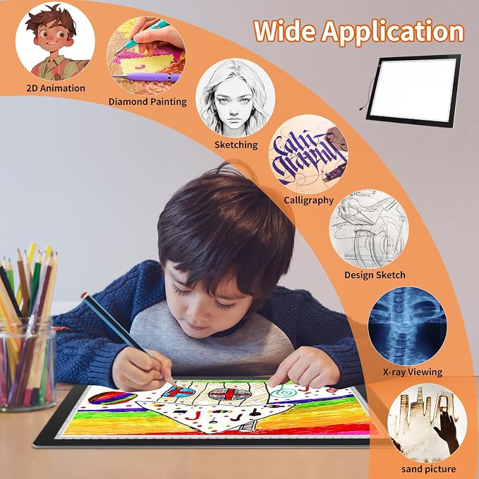 A4 LED Light Box for Tracing, elice Artist Drawing Lightbox Light Table Light - Image 5