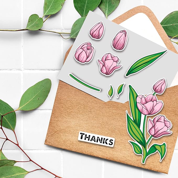 ORIGACH Realistic Tulips Stamps and Die and Layering Coloring Stencil Bundle - Image 4