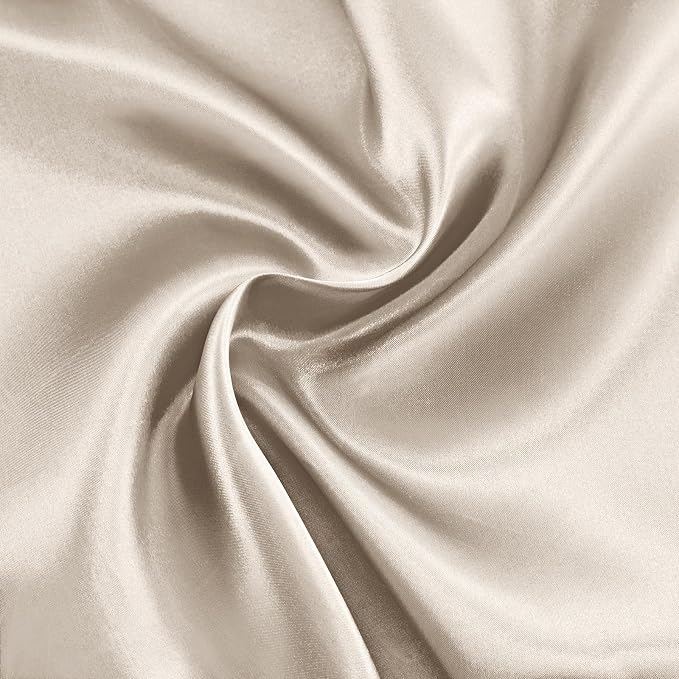 RUDONG M Beige Satin Fabric by The Yard, 5 Yard x 60 Inch Wide Silky Charmeuse by RUDONG+M