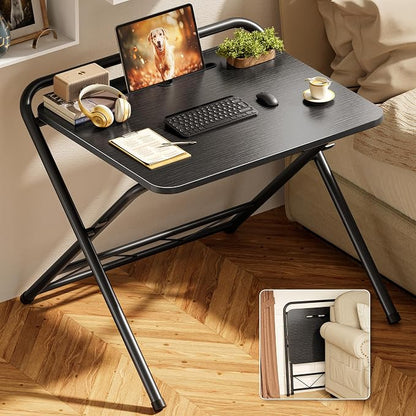 Huuger Folding Desk with 3-Level Adjustable Height and Tablet Slot, 24 Inch by Huuger