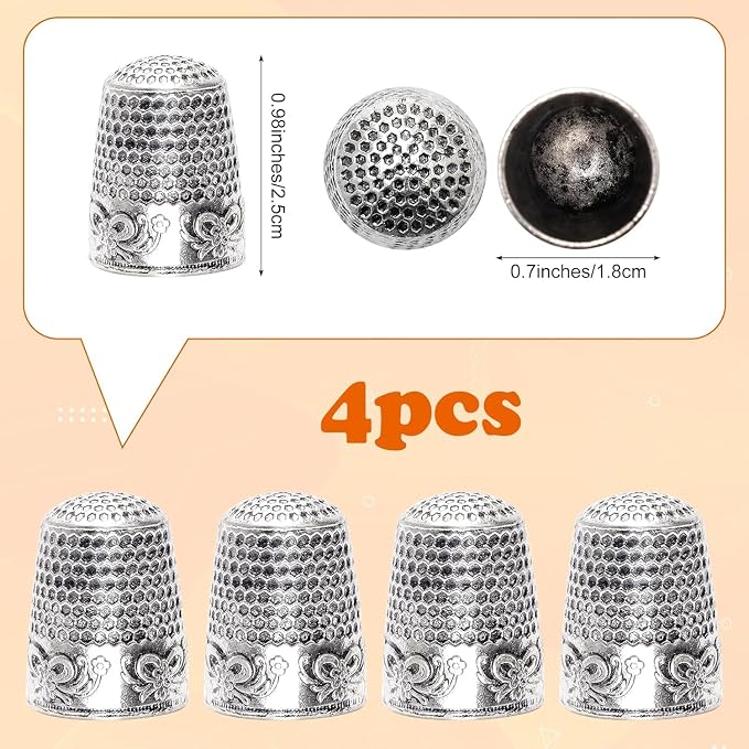 4Pack Thimbles for Hand Sewing, Sewing Thimble Hand-Working Sewing Thimble - Image 2