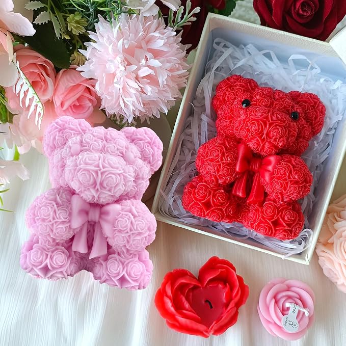 Bowtie Rose Bear Candle Mold - Image 5