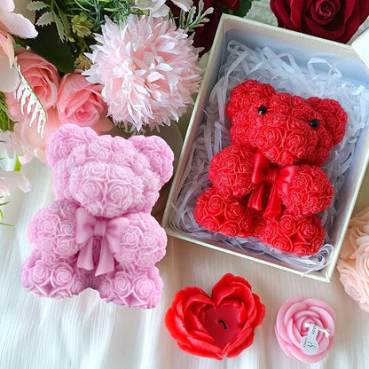 Bowtie Rose Bear Candle Mold - Image 5