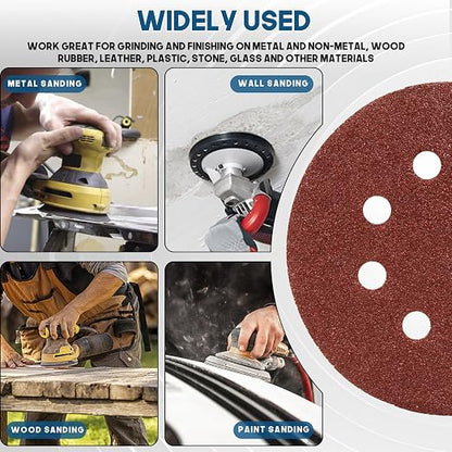 5 Inch 8 Hole Sanding Discs, Round Aluminum Oxide Sand Paper Discs - Image 6