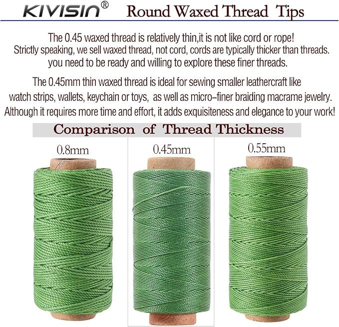 12 Colored Waxed Polyester Thread, 0.45mm Thinner Diameter, 115 Yards/Spool - Image 5
