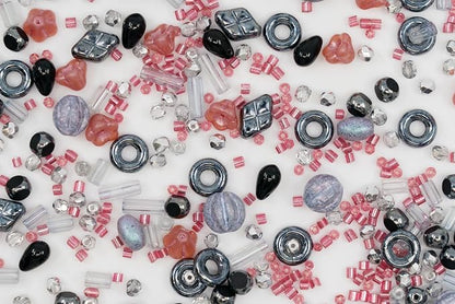 2.1oz Mix of Unique Czech Bohemia Glass Pressed Beads, Matte and Glossy - Image 4