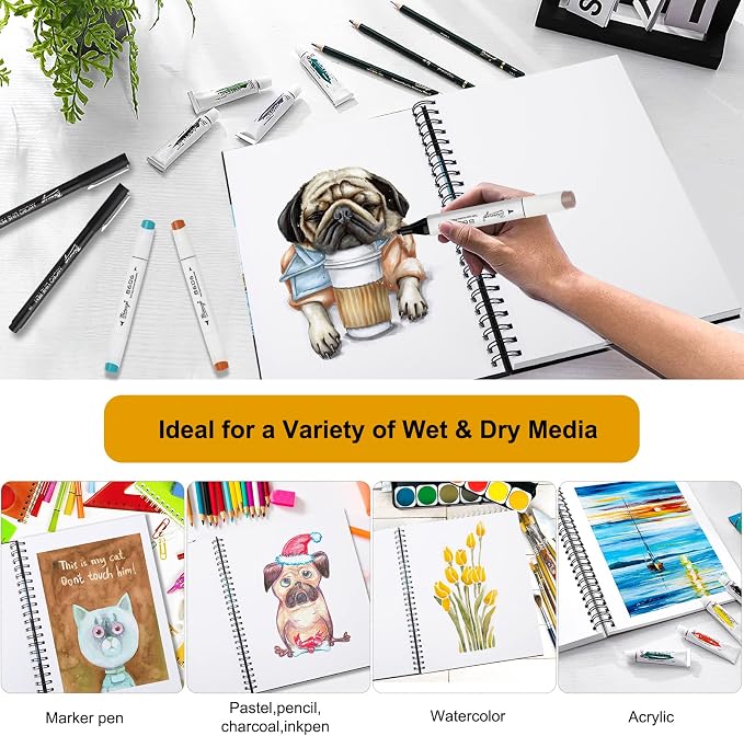 Bianyo Mixed Media Paper Sketchbook, 60 Sheets/Each, 123 LB/200 GSM, - Image 2