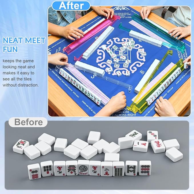 Mahjong Racks with Pushers Set of 4, Plastic American Mahjong Tile Racks 4 - Image 6