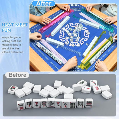 Mahjong Racks with Pushers Set of 4, Plastic American Mahjong Tile Racks 4 - Image 6