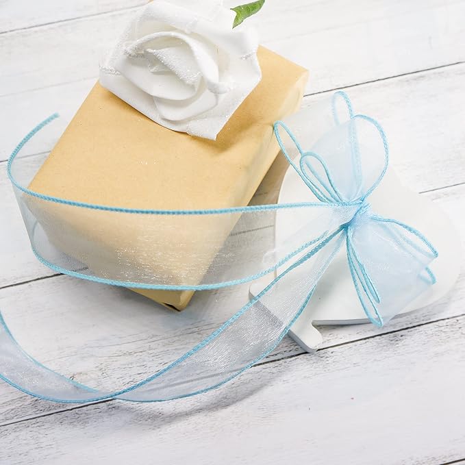 CT CRAFT LLC Sheer Organza Wired Ribbon 1.5" x 50Yards Blue - Image 6