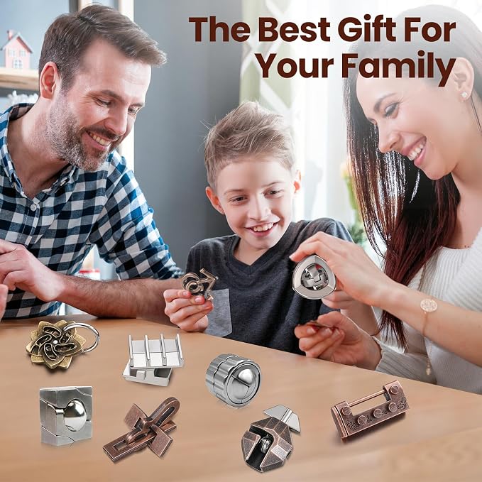 Wettarn 9 Pcs Metal Brain Teaser Puzzles Teaser 3D Steel Puzzle - Image 5