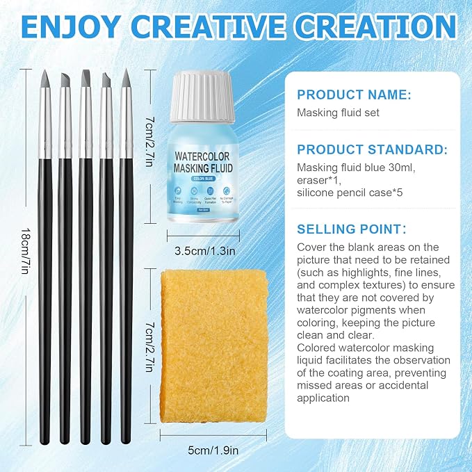 WANJAO Masking Fluid for Watercolor Painting, Liquid Masking Tape - Image 7