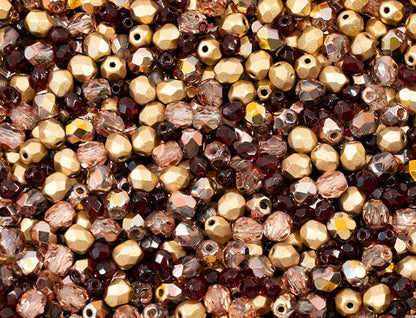 1.8 oz Mix of Faceted Fire Polished Pressed Czech Glass Beads, Sparkling Shiny - Image 3