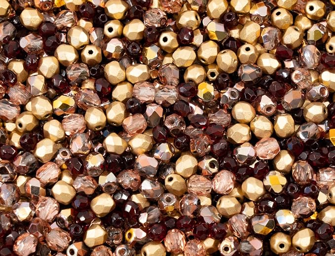 0.88oz Mix of Faceted Fire Polished Pressed Czech Glass Beads, Sparkling Shiny - Image 3