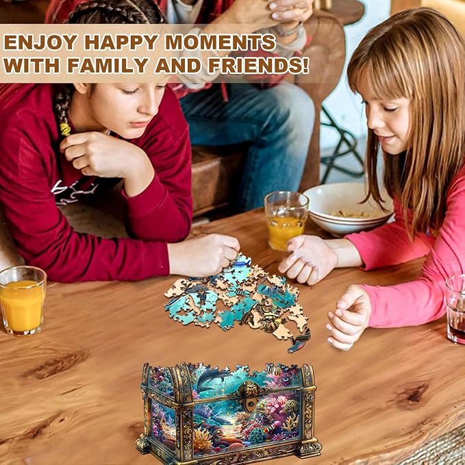 Wooden Puzzles for Adults, Treasure Chest Ocean Wooden Jigsaw Puzzle Unique - Image 4