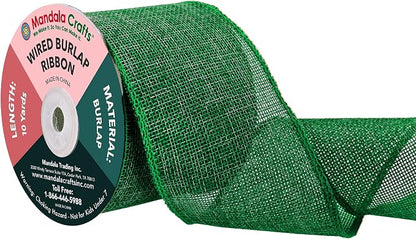 Mandala Crafts Green Burlap Wired Ribbon 3 Inches Wide Jute Ribbons by MandalaCrafts