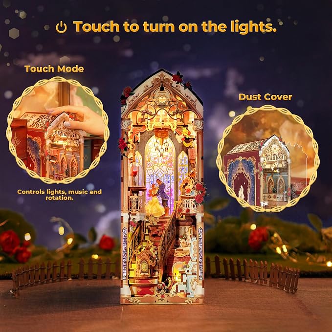 Tonecheer DIY Book Nook Kit for Adults, 3D Wooden Puzzle Music Booknook - Image 5
