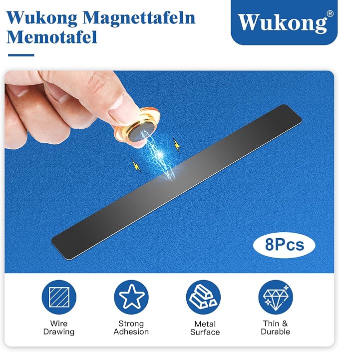 Wukong 8 Pack | 30x3cm Magnetic Stainless Black Boards Strips, Adhesive Backing - Image 2